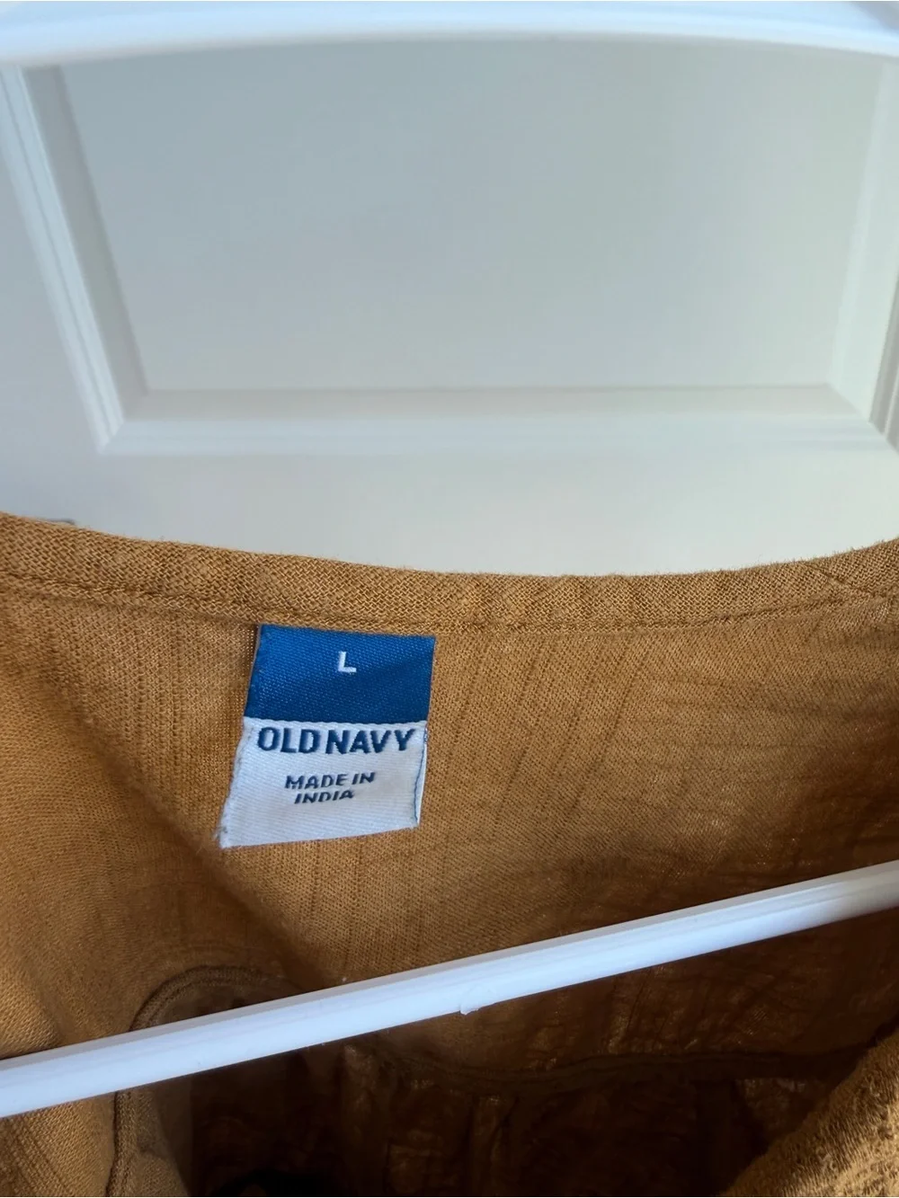 Old Navy Mustard Crochet Yoke Tiered Peasant Tunic